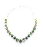 Necklace By Mariana  Oasis Silk Road Coll. Flower Shape Peridot & White Pearl Austrian Crystals - Image 2