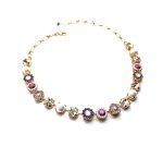 Mariana Necklace Round & Floral Purple,Velvet,Shell,White & Clear Swarovski Crystals Purple Rain Cocktail Hour Coll. - Image 3