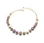 Mariana Necklace Round & Floral Purple,Velvet,Shell,White & Clear Swarovski Crystals Purple Rain Cocktail Hour Coll. - Image 2