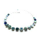 Mariana Necklace Flower Shape Turquoise, Blue Quartz & Sapphire Austrian Crystals Blue Lagoon Paradise Coll.