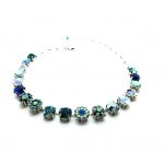 Mariana Necklace Flower Shape Turquoise, Blue Quartz & Sapphire Austrian Crystals Blue Lagoon Paradise Coll.