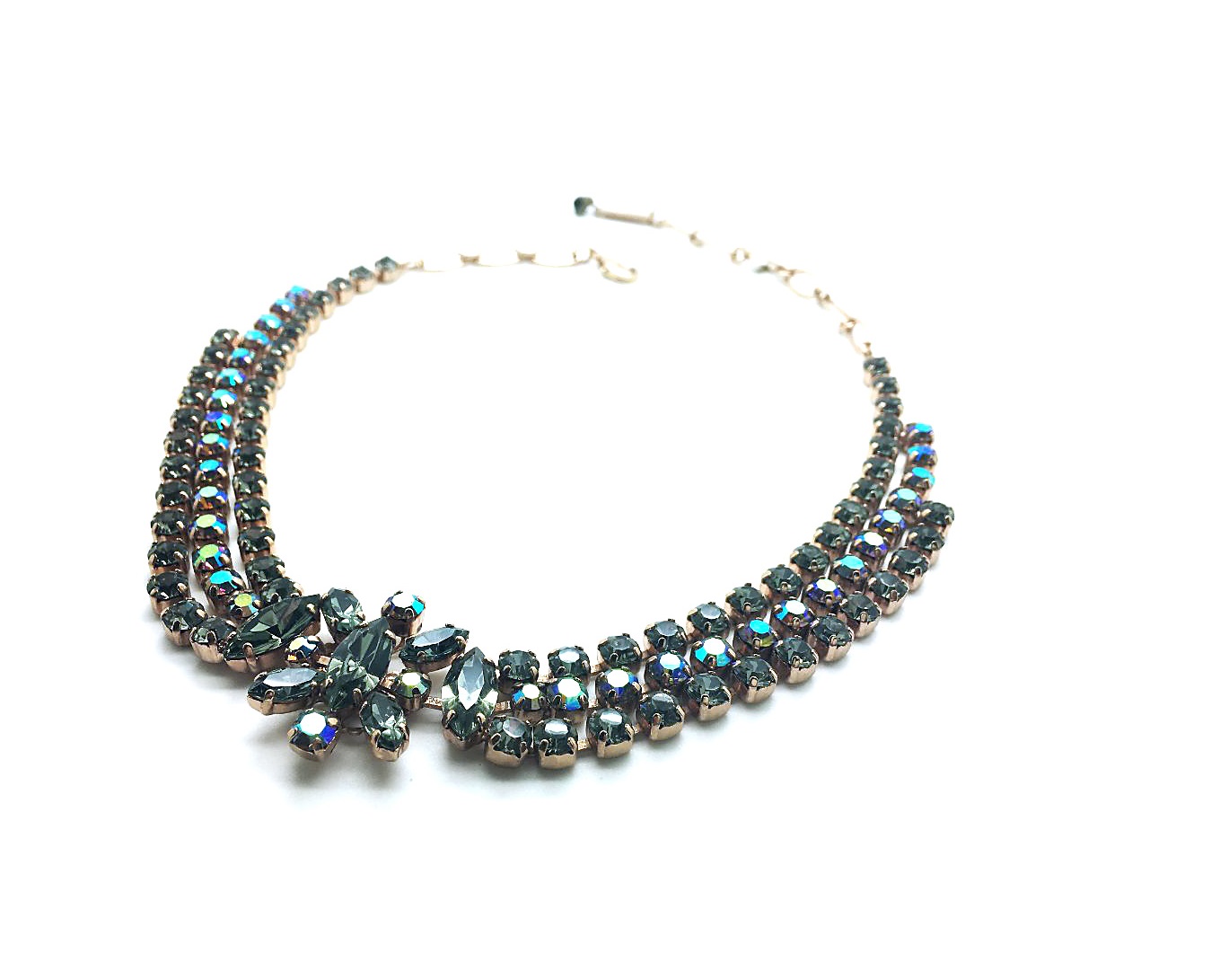 N-3106-2-215-RG (3) Mariana Necklace Gorgeous Triple Tier Marquise Black Diamond & AB Crystals Swarovski My Treasures Coll. - Image 1