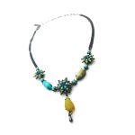 Necklace By Mariana Woman Fashionable Flower Beaded Turquoise and Jonquil Yellow Swarovski Crystals - Image 3