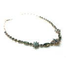 Mariana Necklace Exquisite Flower & Star Shape Beaded Blue Quartz & Khaki Crystal Swarovski Bliss Nirvana Coll. - Image 3