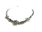 Mariana Necklace Exquisite Flower & Star Shape Beaded Blue Quartz & Khaki Crystal Swarovski Bliss Nirvana Coll.