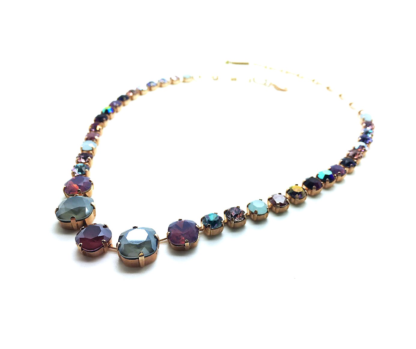 N-3326-3-1096-RG (3) Mariana Necklace Glamorous Blue Shade, Amethyst, Opal, Aquamarine & AB Austrian Crystals Odyssey Coll. - Image 1