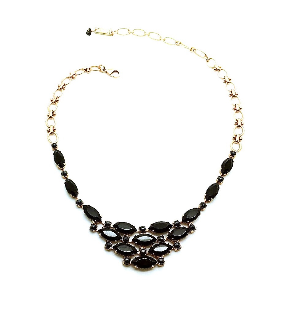 N-3410-280-RG (2) Mariana Necklace Exquisite Chandelier Marquise Shape Jet Black Crystal Swarovski My Treasures Coll. - Image 1