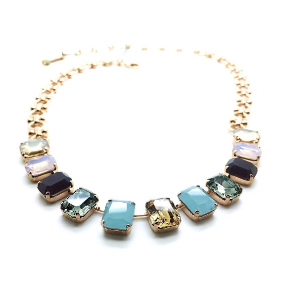 Mariana Necklace Exquisite Square Beads Multi Color Austrian Crystals Odyssey Coll.