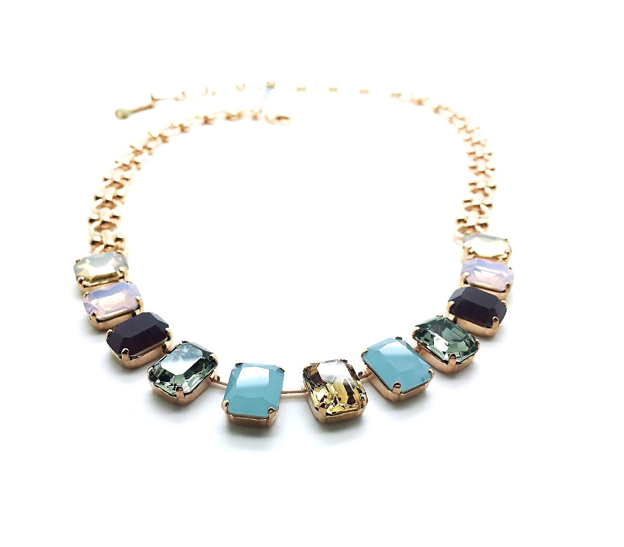 N-3414 4 1096 RG (3) Mariana Necklace Exquisite Square Beads Multi Color Austrian Crystals Odyssey Coll. - Image 1