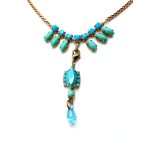 Necklace By Mariana Woman Marquise Shape Turquoise Mineral and Light Blue Swarovski Crystals - Image 2
