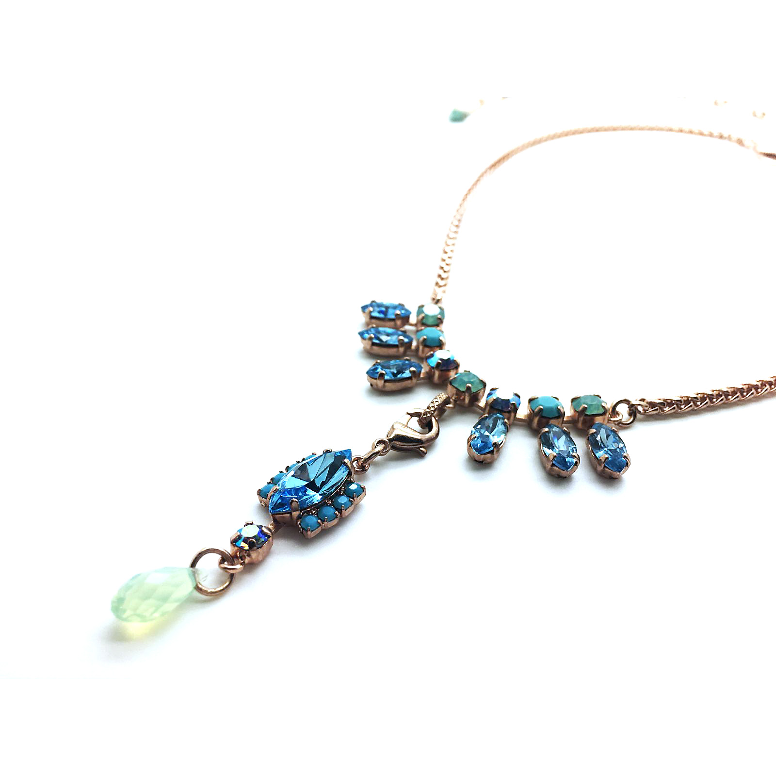 N-3516-1-2677-RG (5) Mariana Necklace Sophisticated Marquise Cut Sapphire, AB, Turq & White Opal Crystal Swarovski Cindy Icons Coll. - Image 1