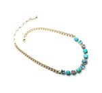 Mariana Necklace Gorgeous Floral Square Chain Aquamarine, AB & Turquoise Crystal Swarovski Bliss Nirvana Coll.