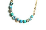Mariana Necklace Gorgeous Floral Square Chain Aquamarine, AB & Turquoise Crystal Swarovski Bliss Nirvana Coll. - Image 3