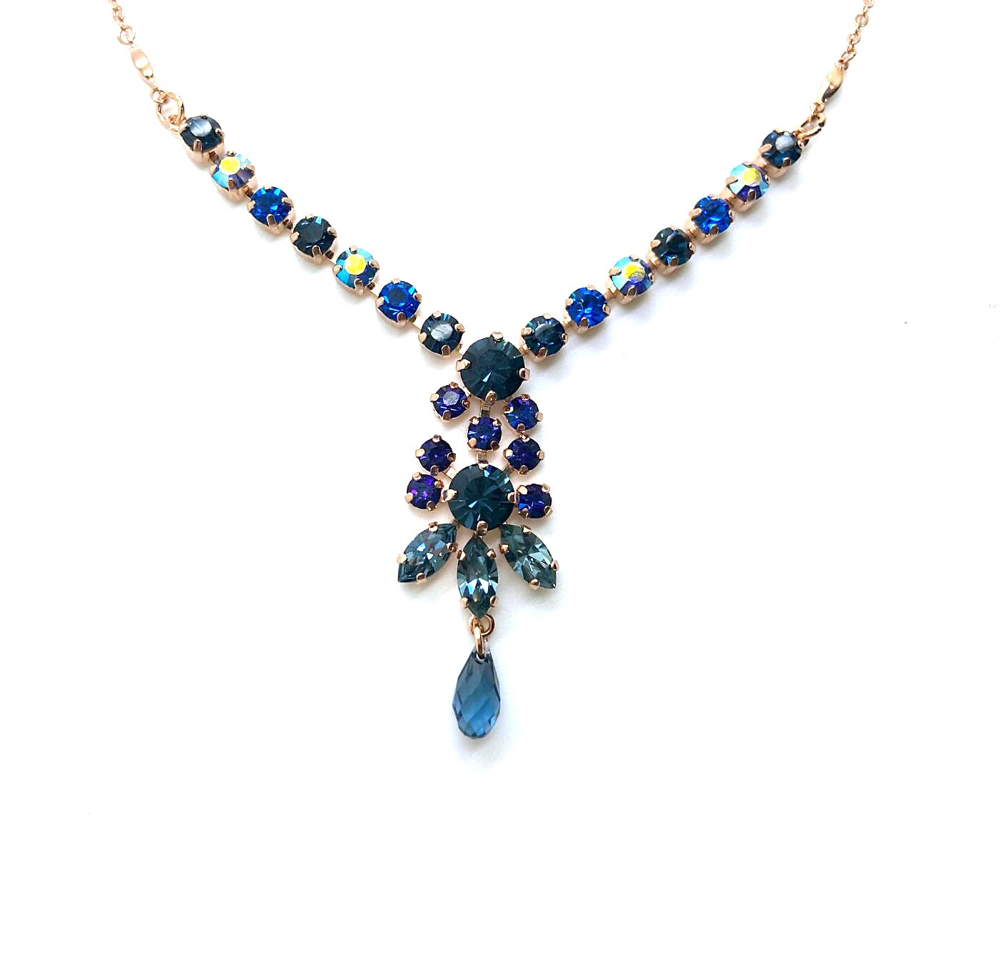 N-3532-207-RG (2) Mariana Necklace Oval & Round Shape Rich Montana Blue Austrian Crystals My Treasures Coll. - Image 1