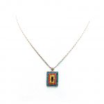Mariana Necklace Pendant Colorful Rectangular Beaded Opal, Sun, Blue Zircon & Fuchsia Crystal Swarovski Masai Africa Coll. - Image 2