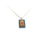 Mariana Necklace Pendant Colorful Rectangular Beaded Opal, Sun, Blue Zircon & Fuchsia Crystal Swarovski Masai Africa Coll. - Image 3