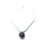 Necklace Pendant By Mariana Woman Elegant Flower Shape Amethyst and Jet Black Swarovski Crystals - Image 3
