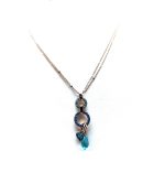 Necklace Pendant By Mariana Woman Elegant Round Chain Beaded Opal and Aquamarine Swarovski Crystals