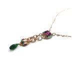 Mariana Necklace Pendant Lovely Fuchsia, Turquoise & Fern Green Austrian Crystals Happy Day Icons Coll. - Image 3