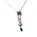 Mariana Necklace Pendant Lovely Fuchsia, Turquoise & Fern Green Austrian Crystals Happy Day Icons Coll.