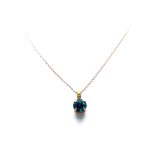 Mariana Necklace Pendant Simply Elegant Round Blue Zircon & Yellow Opal Crystal Swarovski Masai Africa Coll. - Image 2