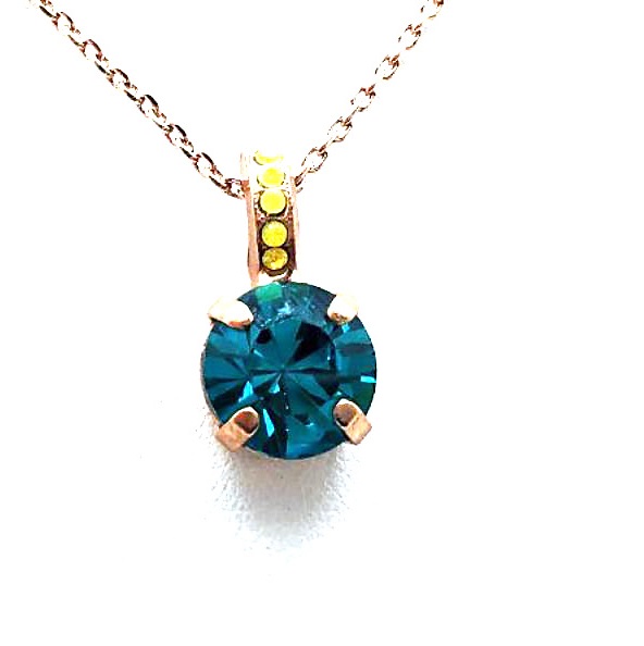 Mariana Necklace Pendant Simply Elegant Round Blue Zircon & Yellow Opal Crystal Swarovski Masai Africa Coll.
