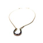 Mariana Necklace Pendant Horseshoe Topaz & Sapphire Crystal Swarovski Faith Inspiration Coll. - Image 2
