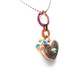 Mariana Necklace Pendant Lovely Circle, Floral & Heart Shape Beaded Multi Color Crystal Swarovski Masai Africa Coll. - Image 3