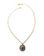 Mariana Necklace Pendant Masai Africa Coll. Charming Blue Zircon, Sun & Fuchsia Austrian Crystals - Image 2