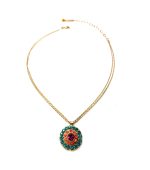 Mariana Necklace Pendant Masai Africa Coll. Charming Blue Zircon, Sun & Fuchsia Austrian Crystals - Image 3