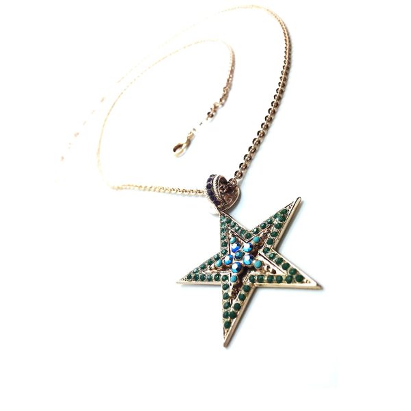Mariana Necklace Pendant Star Shape Emerald & Sapphire AB Crystal Swarovski Inspire Inspiration Coll.