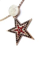 Mariana Necklace Pendant Charming Round Tree of Life, Star Shape Beaded Siam & Ruby Crystal Swarovski Lady in Red Songbook Coll. - Image 2