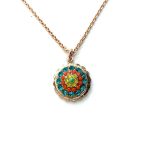 Mariana Necklace Pendant Masai Africa Coll. Gorgeous Blue Zircon, Orange, Yellow Opal & Jade Austrian Crystals