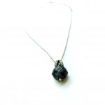 Mariana Necklace Pendant Round Snowflake Obsidian Mineral & Champagne Austrian Crystals Luxury Nirvana Coll.