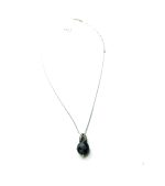 Mariana Necklace Pendant Round Snowflake Obsidian Mineral & Champagne Austrian Crystals Luxury Nirvana Coll. - Image 3