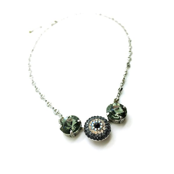 Mariana Necklace Pendant Exquisite Triple Beaded Black Diamond & Champagne Crystal Swarovski Luxury Nirvana Coll.