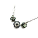 Mariana Necklace Pendant Exquisite Triple Beaded Black Diamond & Champagne Crystal Swarovski Luxury Nirvana Coll. - Image 2