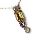 Mariana Necklace Pendant Exude Elegance Colorado Topaz & Antique Pink Crystal Swarovski Rhapsode Odyssey Coll.