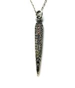 Mariana Necklace Pendant Edgy Vertical Pointed Beaded Black Diamond & Champagne Crystal Swarovski Luxury Nirvana Coll. - Image 2