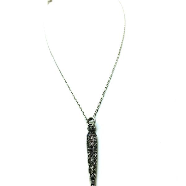 Mariana Necklace Pendant Edgy Vertical Pointed Beaded Black Diamond & Champagne Crystal Swarovski Luxury Nirvana Coll.