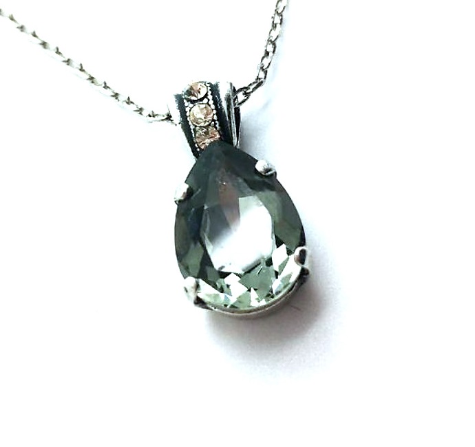 N-5312-1035-SP (1) Mariana Necklace Pendant Lovely Pear Shape Black Diamond & Champagne Crystal Swarovski Luxury Nirvana Coll. - Image 1