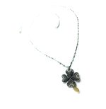 Mariana Necklace Pendant Charming Clover Shape with Teardrop Champagne & Black Diamond Crystal Swarovski Luxury Nirvana Coll. - Image 3