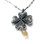 Mariana Necklace Pendant Charming Clover Shape with Teardrop Champagne & Black Diamond Crystal Swarovski Luxury Nirvana Coll. - Image 2