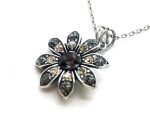 Mariana Necklace Pendant Precious Flower Shape Beaded Black Diamond & Champagne Crystal Swarovski Luxury Nirvana Coll.