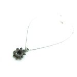 Mariana Necklace Pendant Precious Flower Shape Beaded Black Diamond & Champagne Crystal Swarovski Luxury Nirvana Coll. - Image 3