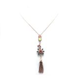 Mariana Necklace Pendant Finely Tassel & Flower Shape Zircon. Sun.,Amethyst, Yellow Opal & Coral Crystal Swarovski Masai Africa Coll. - Image 3