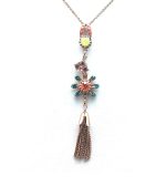 Mariana Necklace Pendant Finely Tassel & Flower Shape Zircon. Sun.,Amethyst, Yellow Opal & Coral Crystal Swarovski Masai Africa Coll. - Image 2