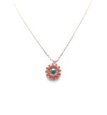 Necklace Pendant By Mariana Woman Brilliant Sunburst Shape Blue Zircon and Orange Swarovski Crystals - Image 2