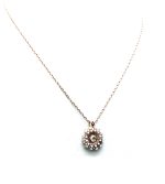 Mariana Pendant Necklace Flower Shape Peach, Opal & Clear Swarovski Crystals Kalahari Africa Coll.