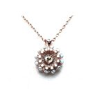Mariana Pendant Necklace Flower Shape Peach, Opal & Clear Swarovski Crystals Kalahari Africa Coll. - Image 2